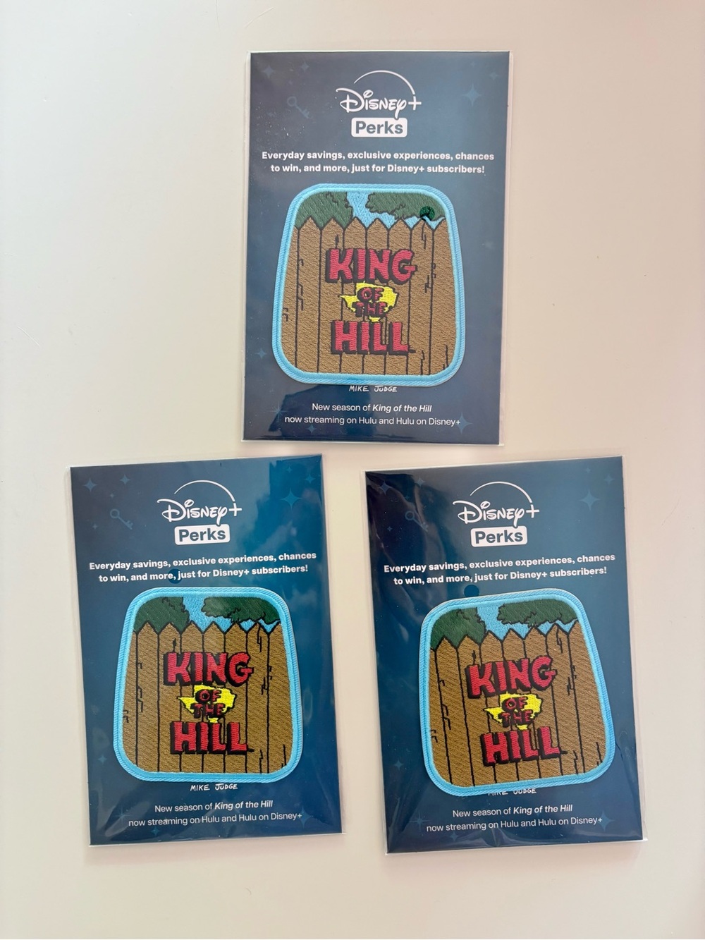 Disney Plus Perks Hulu King of the Hill Patches - Set of 3